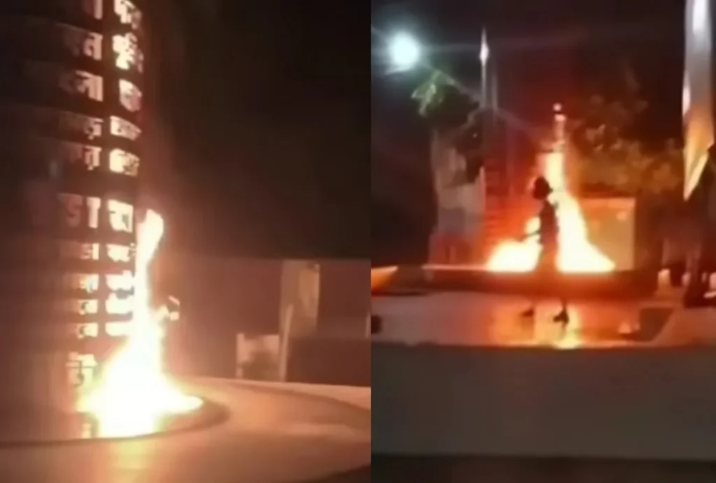 নেত্রকোনায় গভীর রাতে জুলাই শহীদ স্মৃতিস্তম্ভে দুর্বৃত্তদের আগুন