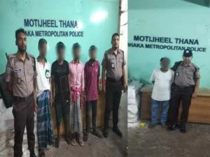 সাজা পরোয়ানাভুক্ত দুই আসামিসহ মোট ছয় জনকে গ্রেফতার করেছে মতিঝিল থানা পুলিশ